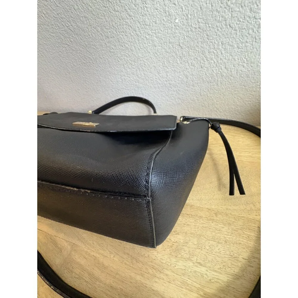 Kate Spade New York Satchel Bag Womens Black Leather Crossbody Purse Handbag